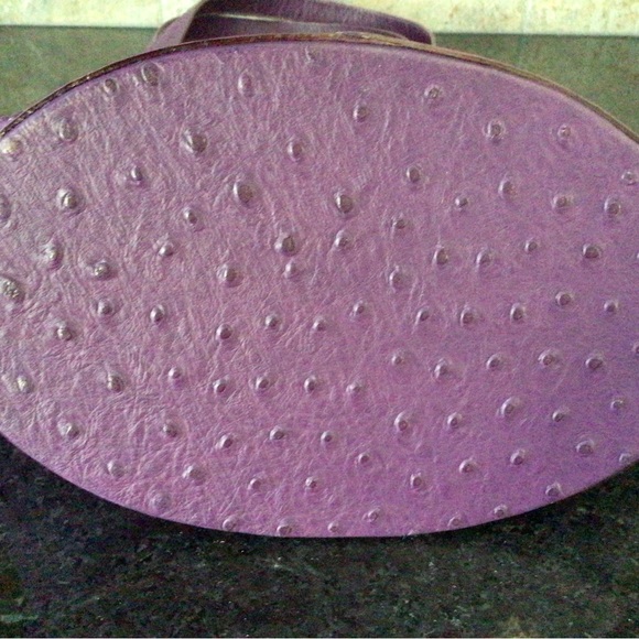 New - RARE Purple Ostrich Leather Tote Shoulder Purse Medium. - Picture 5 of 5